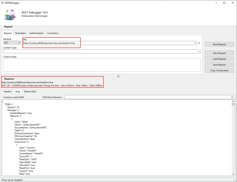 Swagger hangs and never returns data from query TMS XData TMS