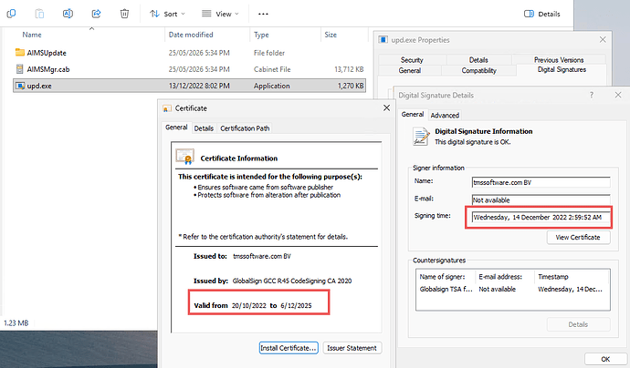upd-exe Certificate